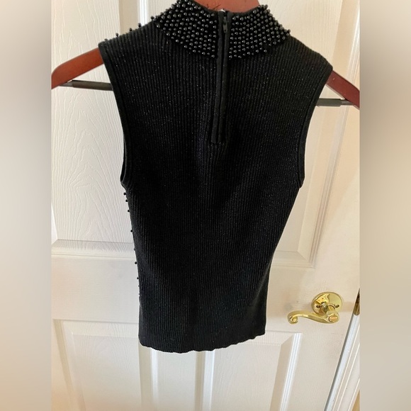 Belldini sleeveless glittery mock neck sleeveless black shirt with beads size S - Picture 4 of 4